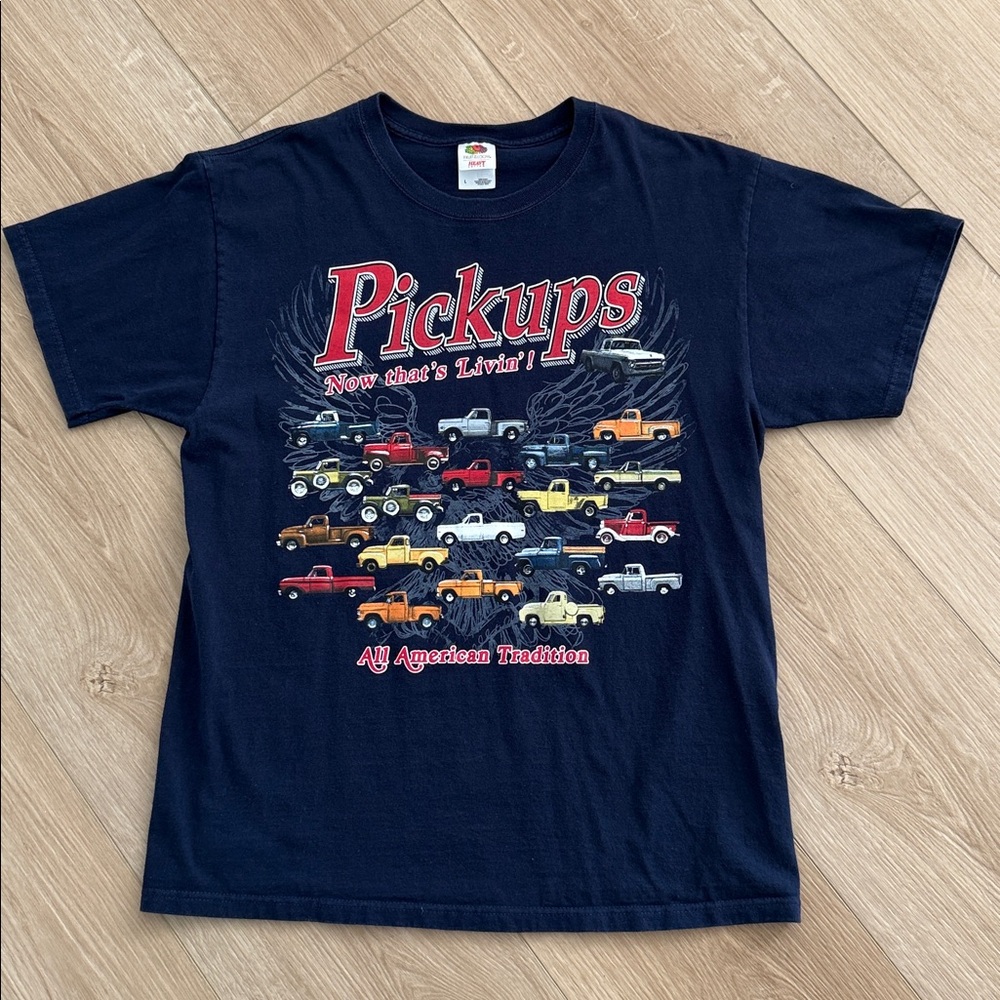 Chevy Pickups Blue T-Shirt with Colorful Pickup Trucks
